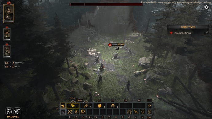 A screenshot from turn-based tactics RPG Beast, showing a battle in a forest clearing.