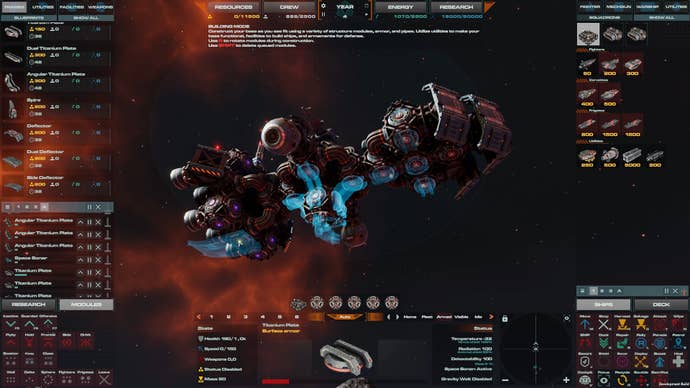 A large modular spaceship surrounded by gathering menus successful Era One