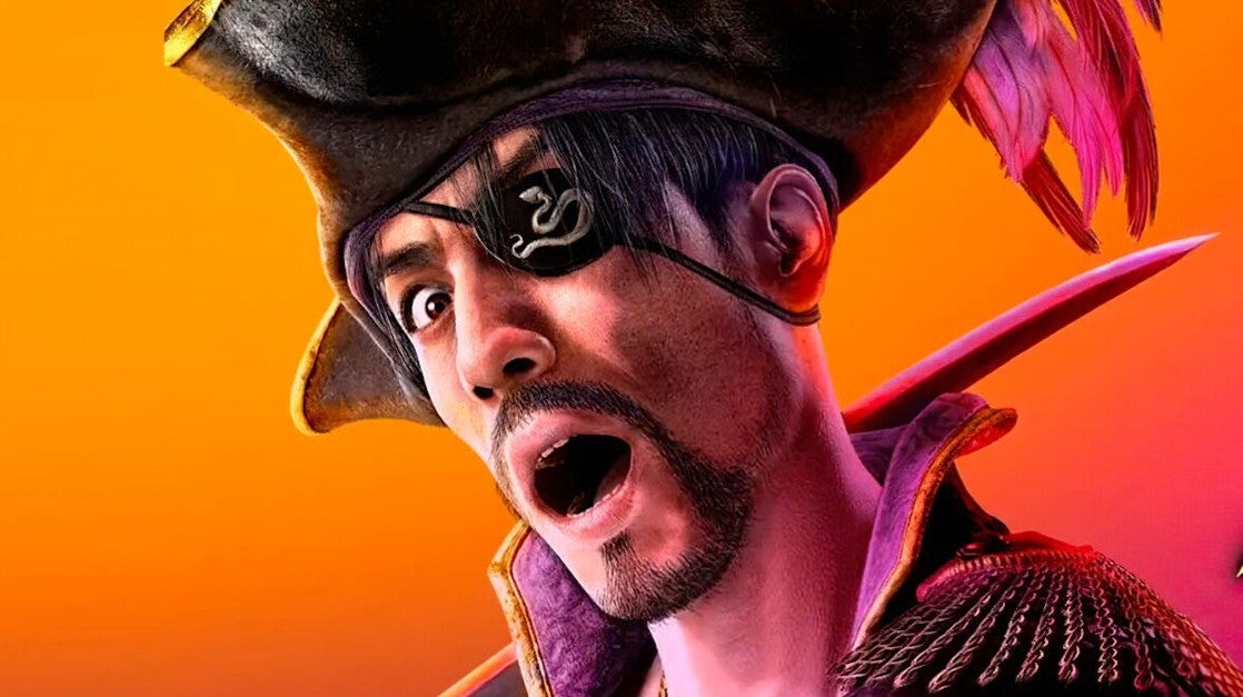 Goro Majima as a pirate with a tricorn hat and his customary eyepatch in Like A Dragon: Pirate Yakuza In Hawaii - 1
