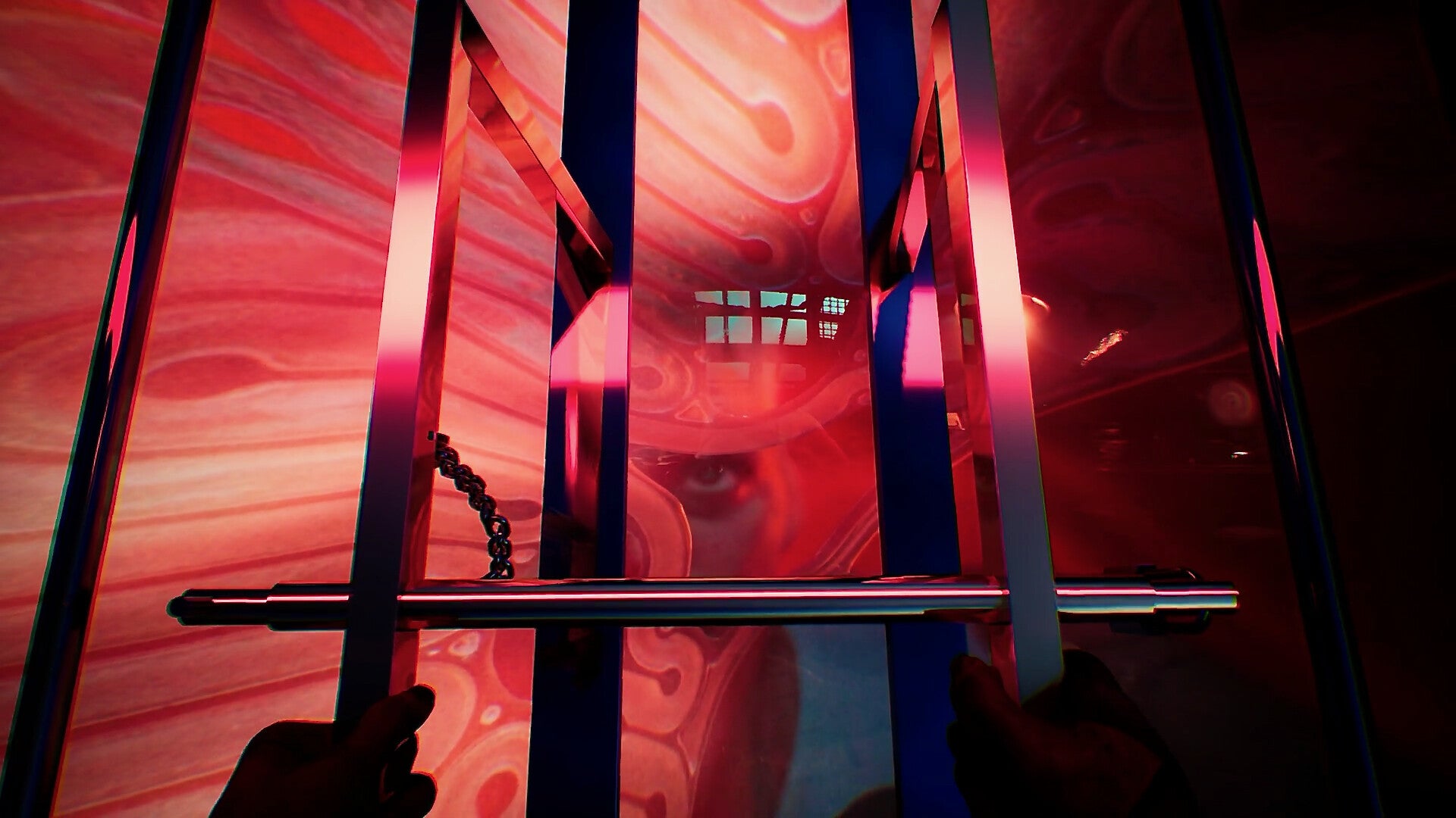 A presumption done bars astatine a swirly reddish backdrop, from Sleep Awake.