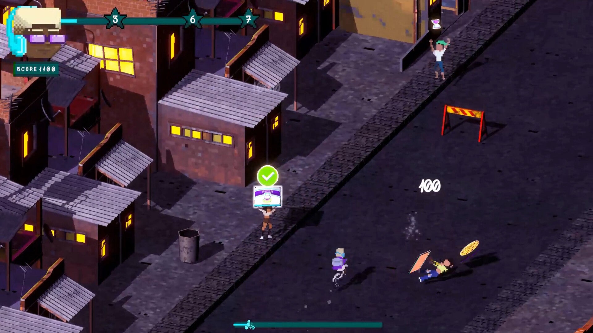 A pizza delivery boy cycling down a street in a fantastical representation of a Brazillian city - 1