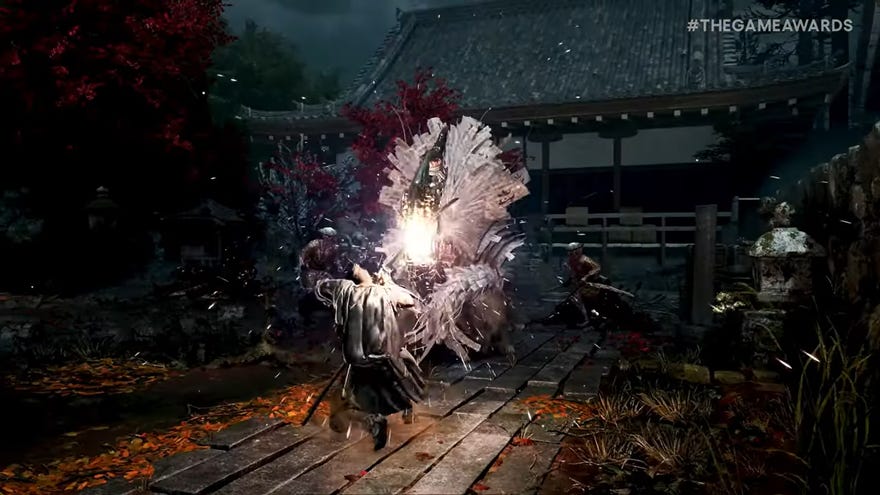 A sword fight in Onimusha Way Of the Sword