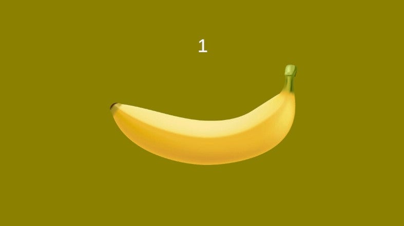 A picture of a banana with the number 1 above it - 1