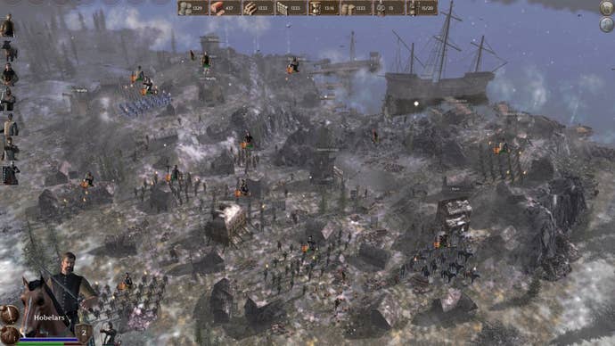 A country of a coastal metropolis with armies milling astir successful the streets, from Knights Of The Crusades