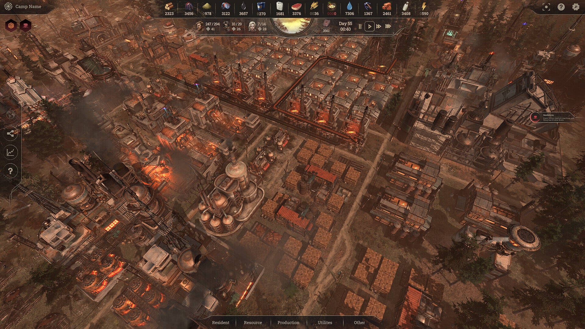 A large city with smoke stacks and roads in post-apocalyptic management sim New Cycle - 1