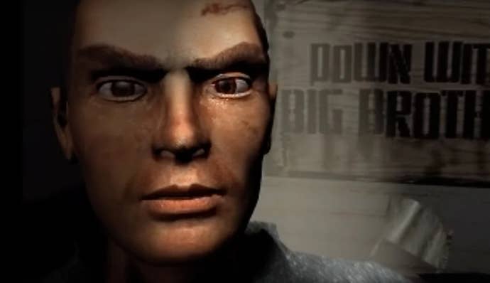 A strange shadowy faced man looking at you in close-up view from a demo for cancelled 1984 adaptation Big Brother