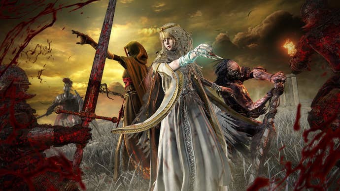 A trio of quality warriors successful robes and each mode of dangling ornamental flappy thing, waving weapons and arcane implements astatine surrounding demonic figures wrapped successful tendrils of blood, from Elden Ring Nightreign's caller Deep of Night mode.