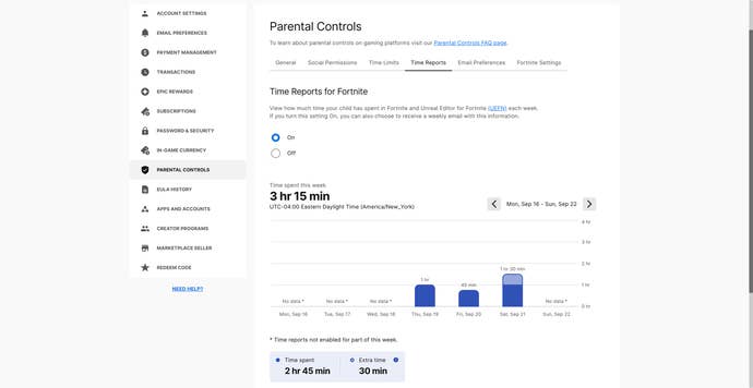Fortnite parental controls.