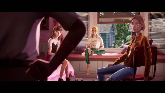 Three glossy faced teens from the 90s sitting astatine a model array portion looking astatine idiosyncratic with their hands-on their hips who is lasting somewhat retired of shot.