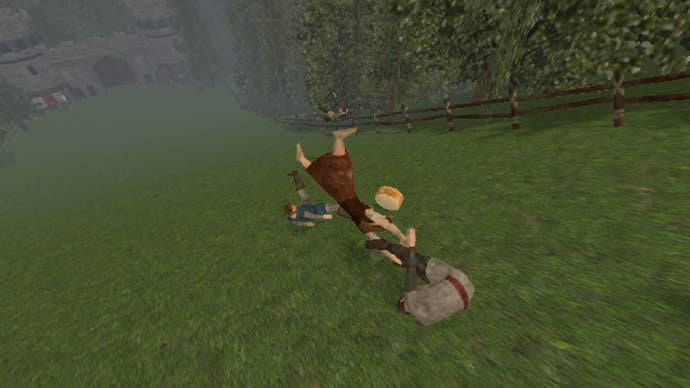 A mates of medieval peasant ragdolling down a hillside successful pursuit of a instrumentality of cheese, from a Cheese Rolling crippled based connected an past Gloucestershire colony tradition.