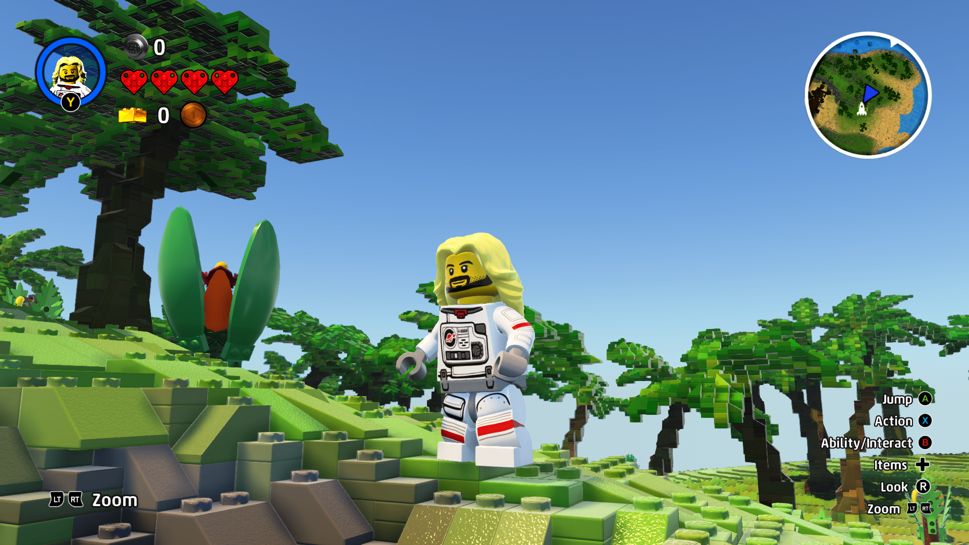 Геймплей LEGO Worlds — персонаж исследует остров из кубических деталей