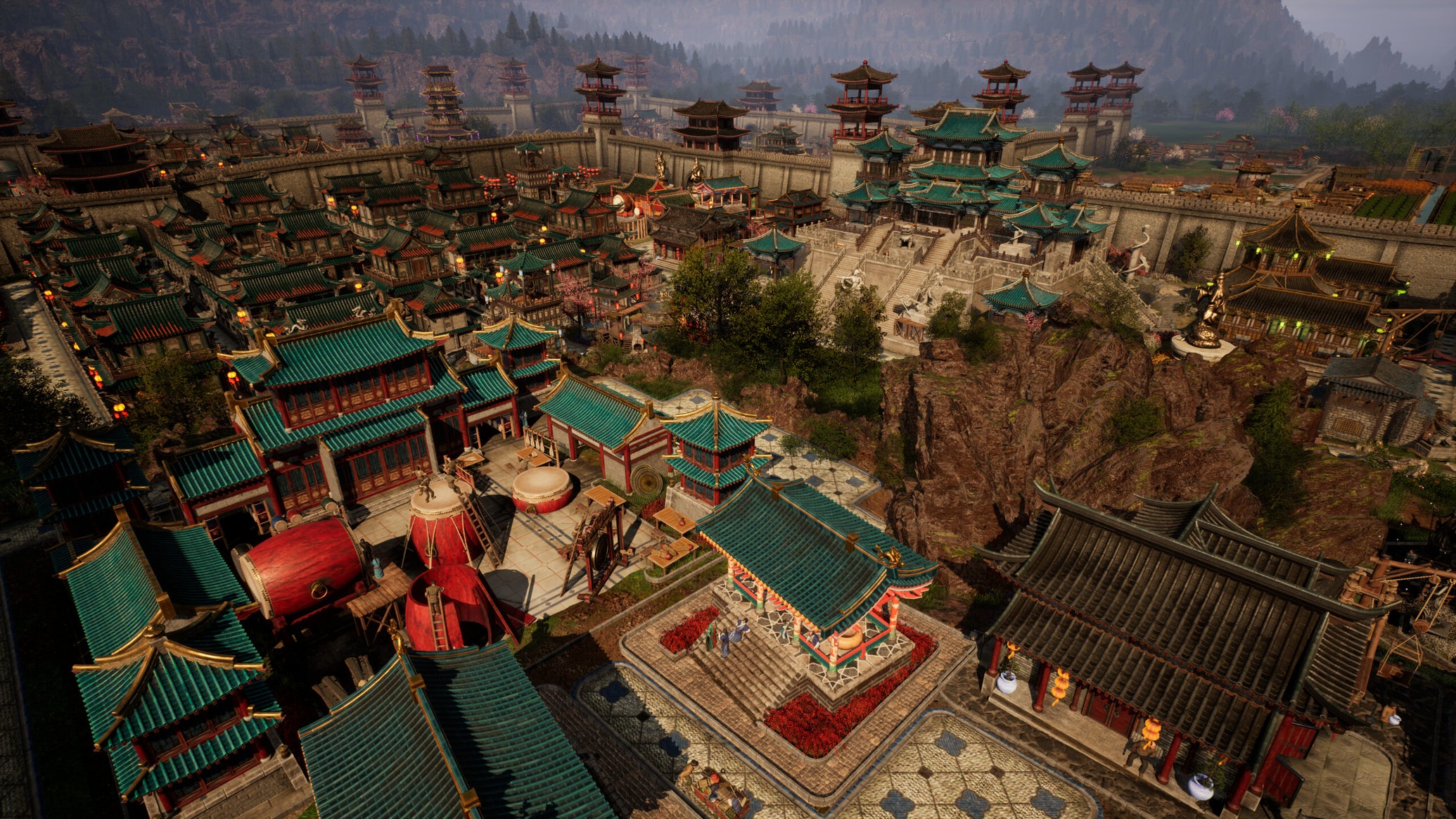 An elevated view of an ancient Chinese city from the building game Celestial Empire - 1