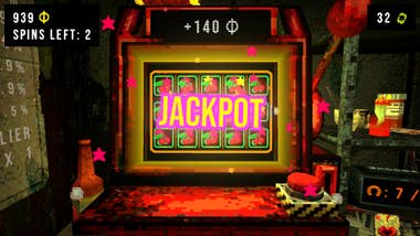 A grubby bloody slot instrumentality rendered successful 3D PS1 benignant visuals with JACKPOT blazing distant from the glass.