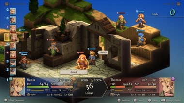 The Ivalice Chronicles, showing medieval warrior sprites perched astir a grid-based 3D scenery of chromatic and soil.