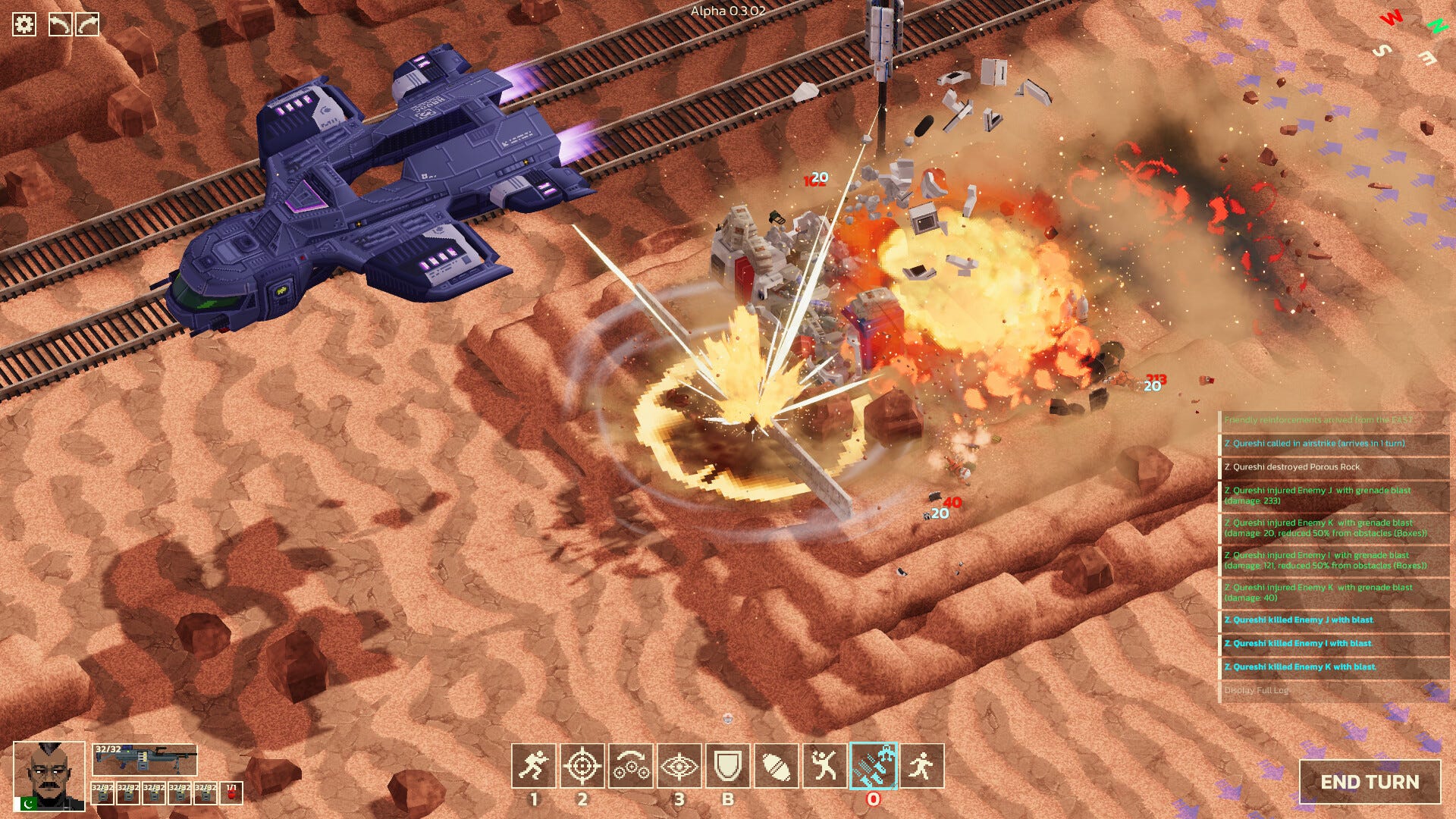 A bluish dropship airstriking a spot of godforsaken by a railroad successful Mars Tactics
