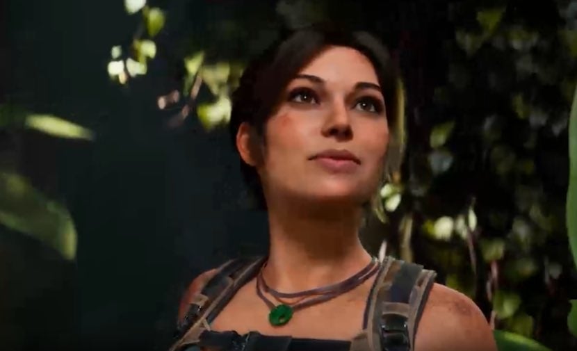 Lara Croft looking up at something in another possibly leaked Tomb Raider image. - 1