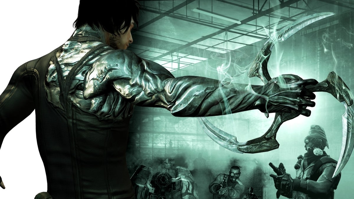 A man in a mutant suit with a three-bladed boomerang in Dark Sector - 1