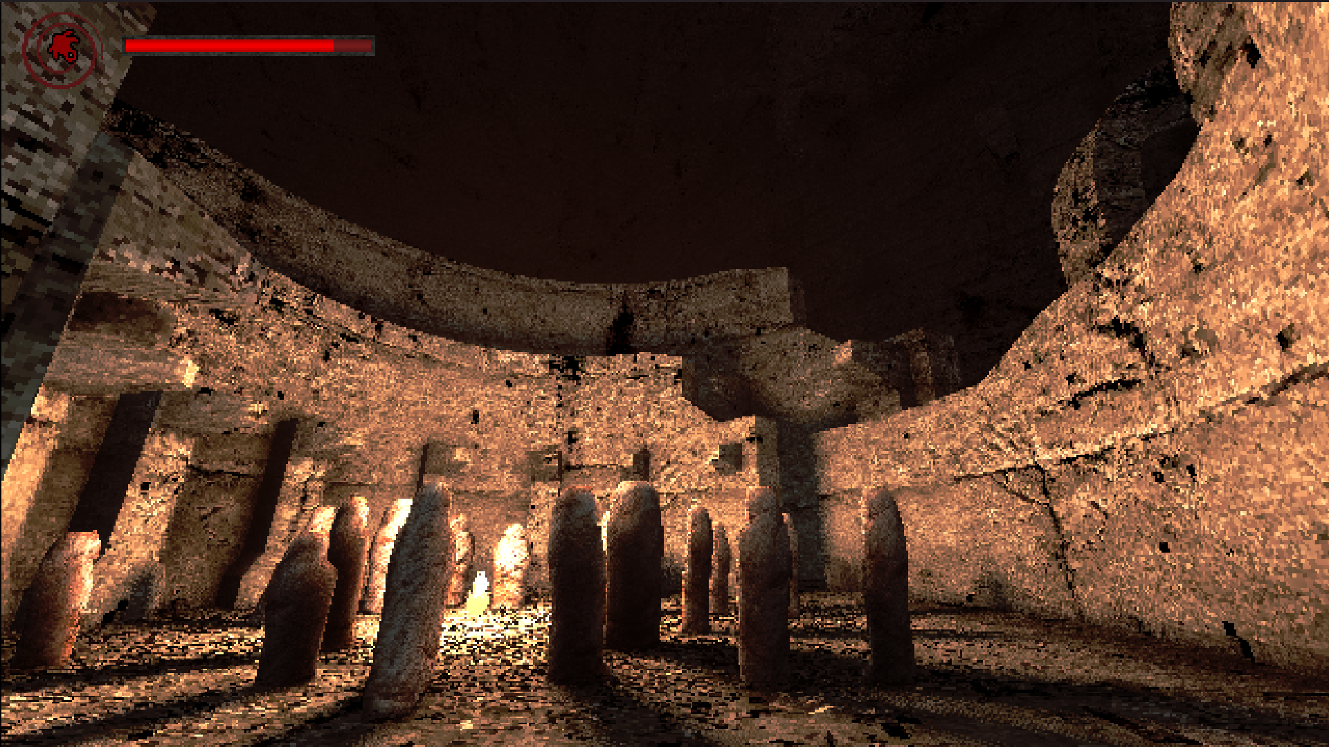 Little stone figures grouped around a strange floating flame in Idols of Ash.