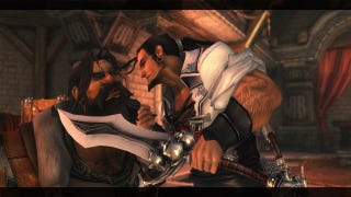 Two pirates crossing swords in a ship