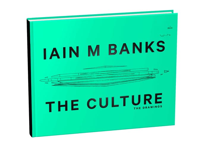 Iain M Banks' book, The Culture: The Drawings. A large format art book with a diagram of a space ship on the cover.