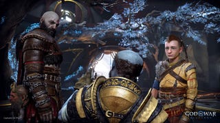 2022 best games God of War Ragarok - Kratos and Atreus look at Brok