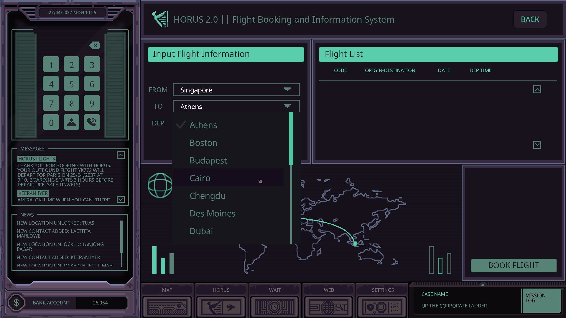 Chinatown Detective Agency review screenshots depicting the game&rsquo;s left-aligned UI overlay, central window pane of pixel-art, cyber-noir vistas, and snapshots of detective dialogue.