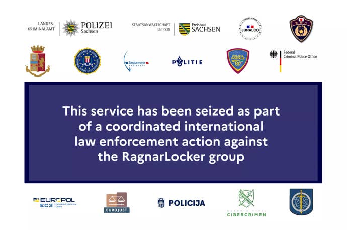 A Europol security notice describing the seizure of a ransomware service run by the group which targeted Capcom in 2020.