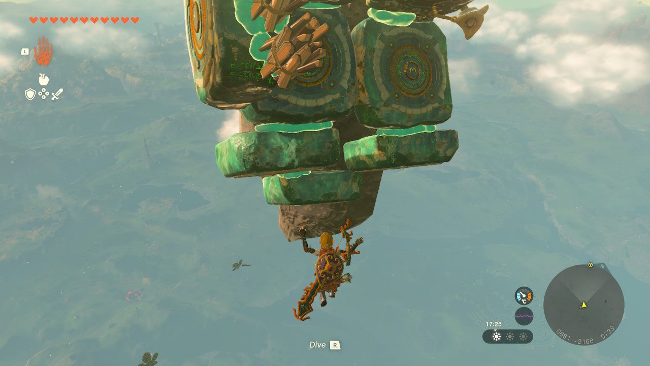 Link and his beloved makeshift house falling off a sky island in The Legend of Zelda: Tears of the Kingdom.