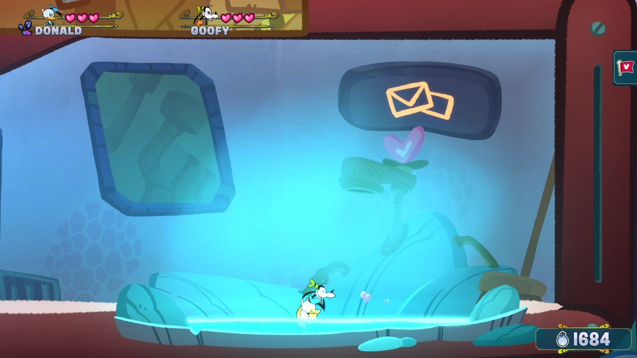 A tender hug between Goofy and Donald in Disney Illusion Island