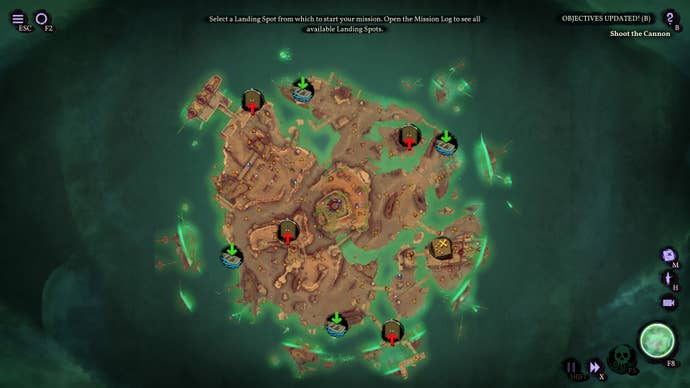 An overhead view of an island map in Shadow Gambit: The Cursed Crew