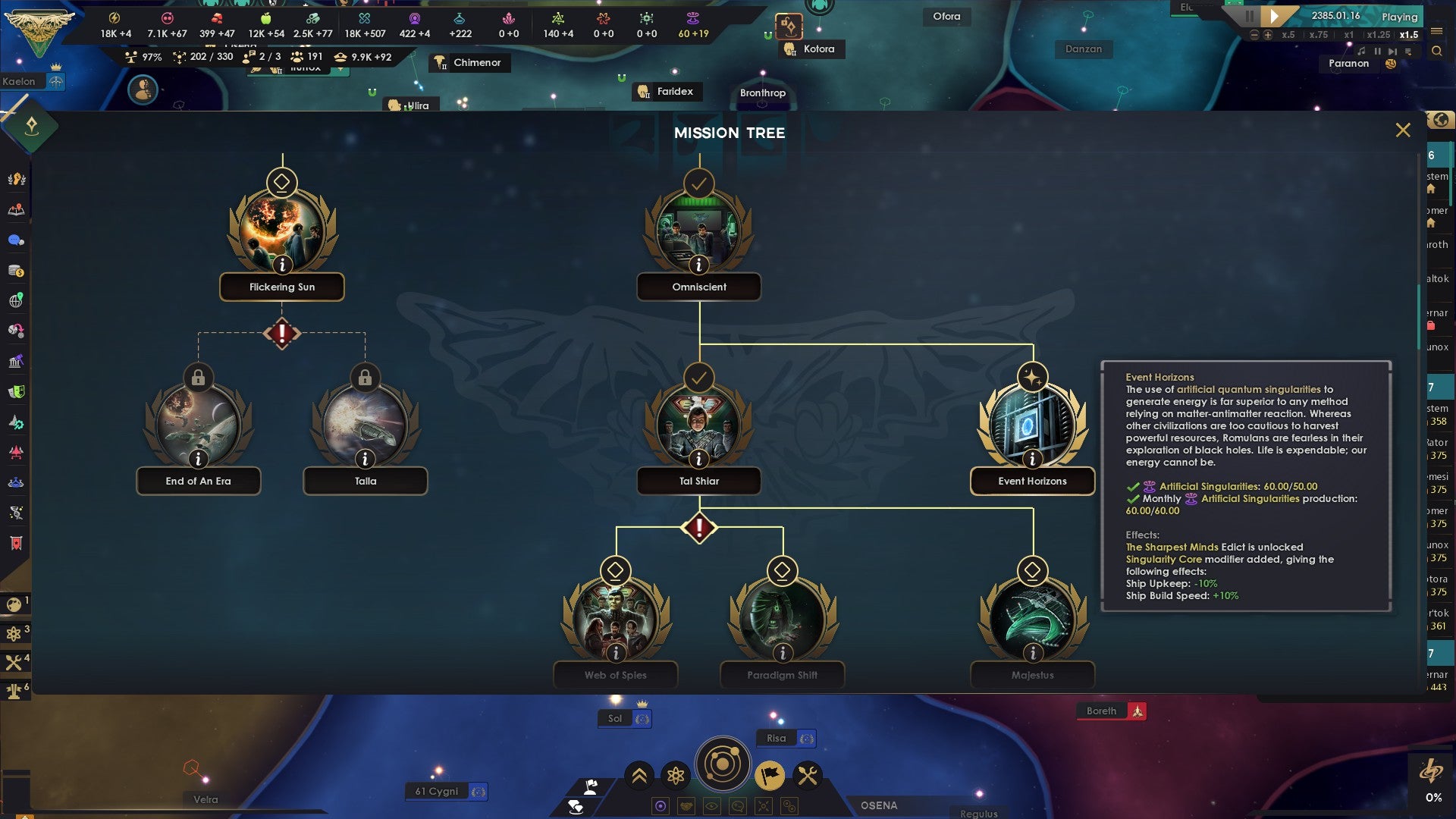 Star Trek: Infinite screenshot of the Cardassian mission tree