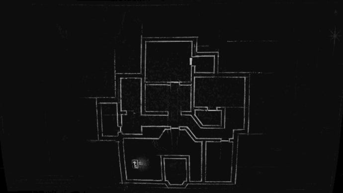 A black-and-white house map from horror game The Great Below
