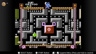A level in the maze game Devil World with the hero navigating a top-down maze.