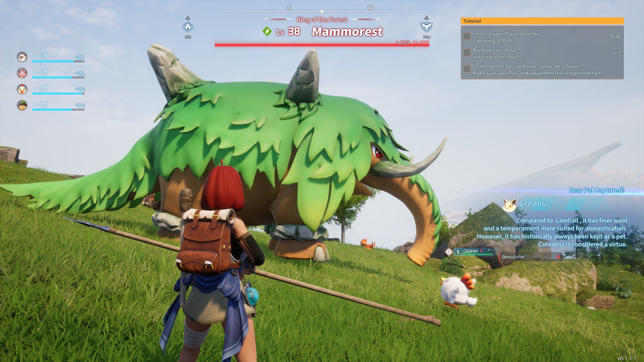 A woman approaches a large forest elephant with a spear in Palworld - 4