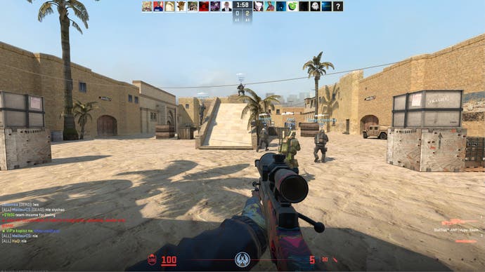 counter-strike 2 screenshot showing a custom awp map on a community server
