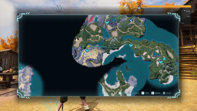 A map showing the Small Settlement in Palworld.