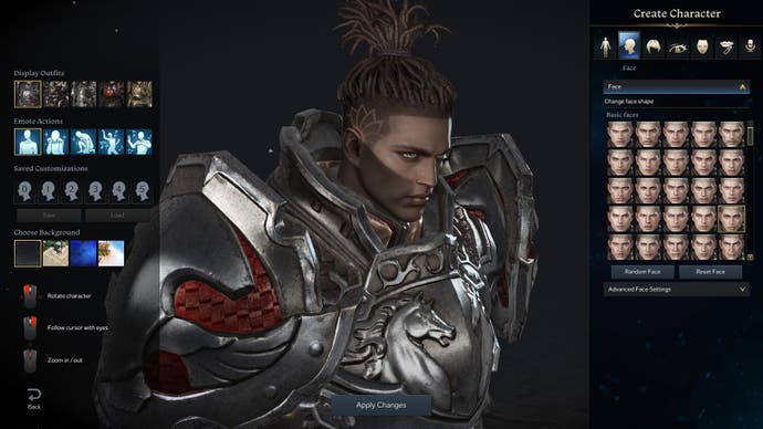 Lost Ark character creator with Black male character with dreads
