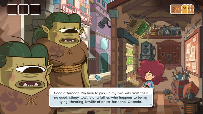 An ogre mother asks for entry to the city in Lil Guardsman