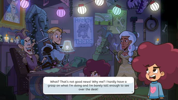 A young girl complains to three adults in Lil Guardsman