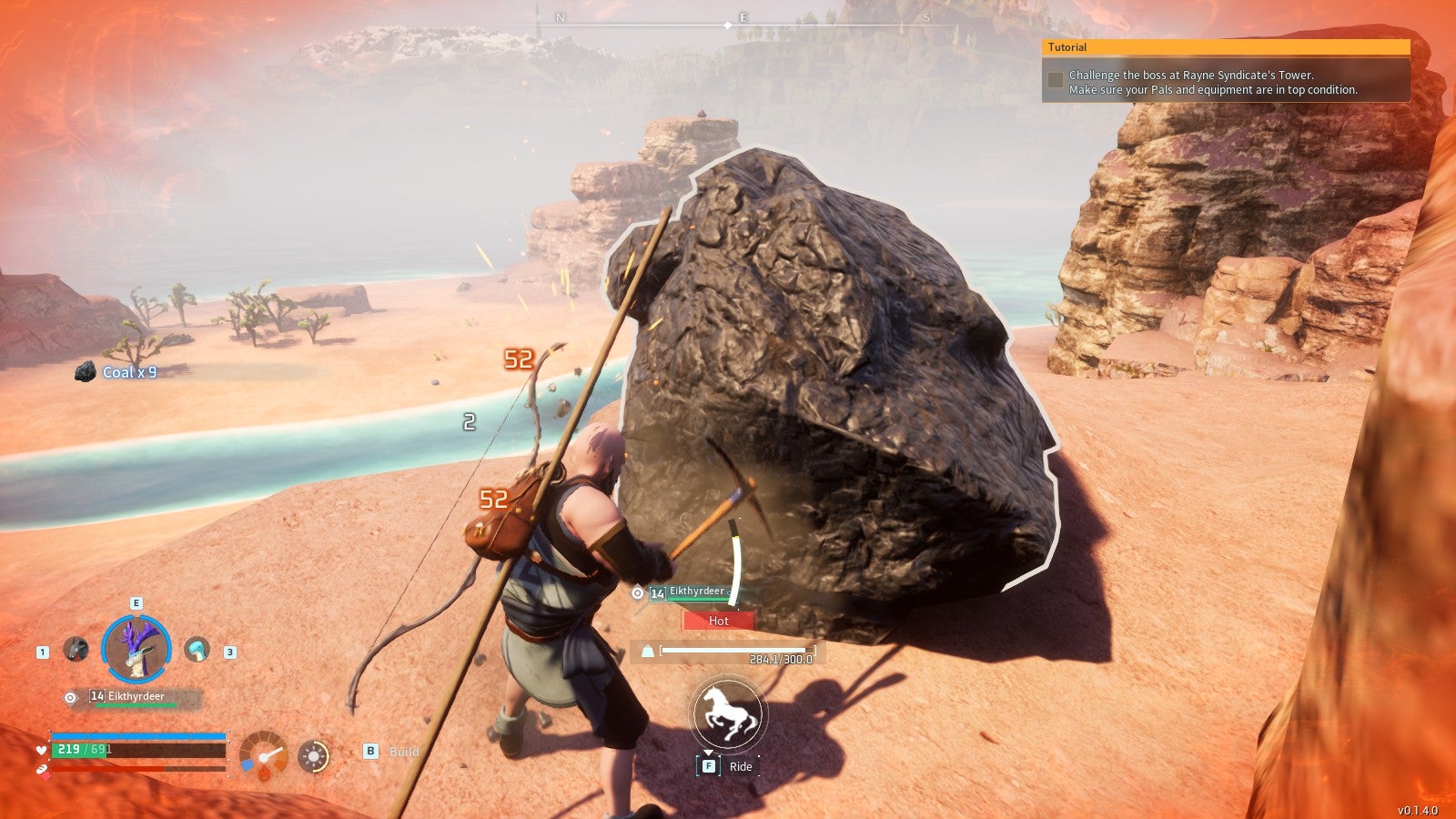 Mining a massive Coal node in Palworld. - 1