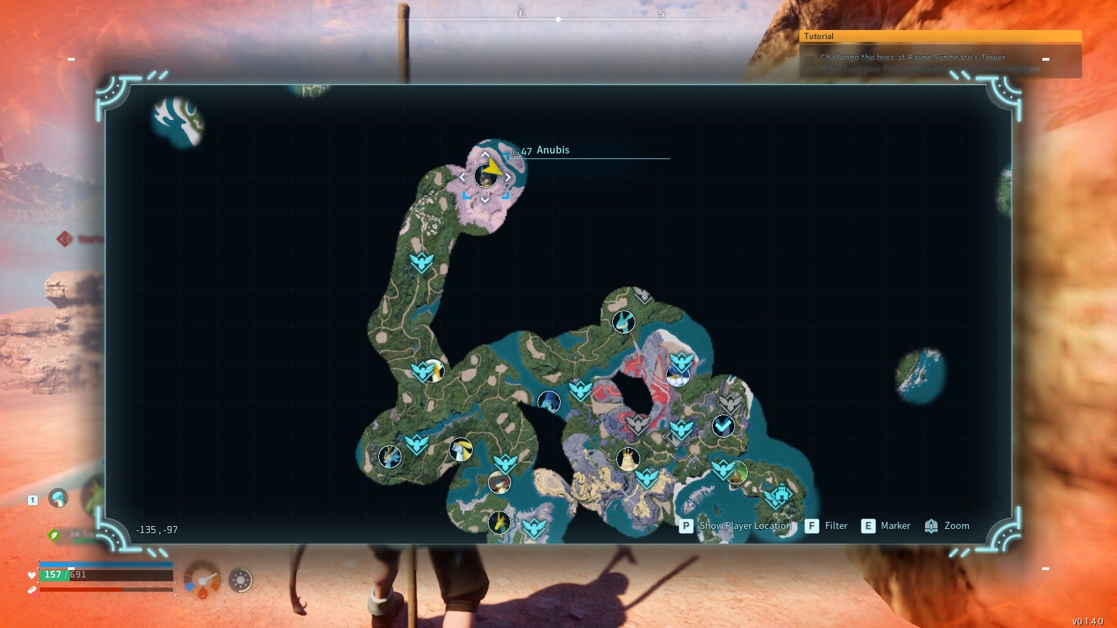 A map showing how to get to a Coal node near an Anubis Alpha Pal in Palworld. - 5