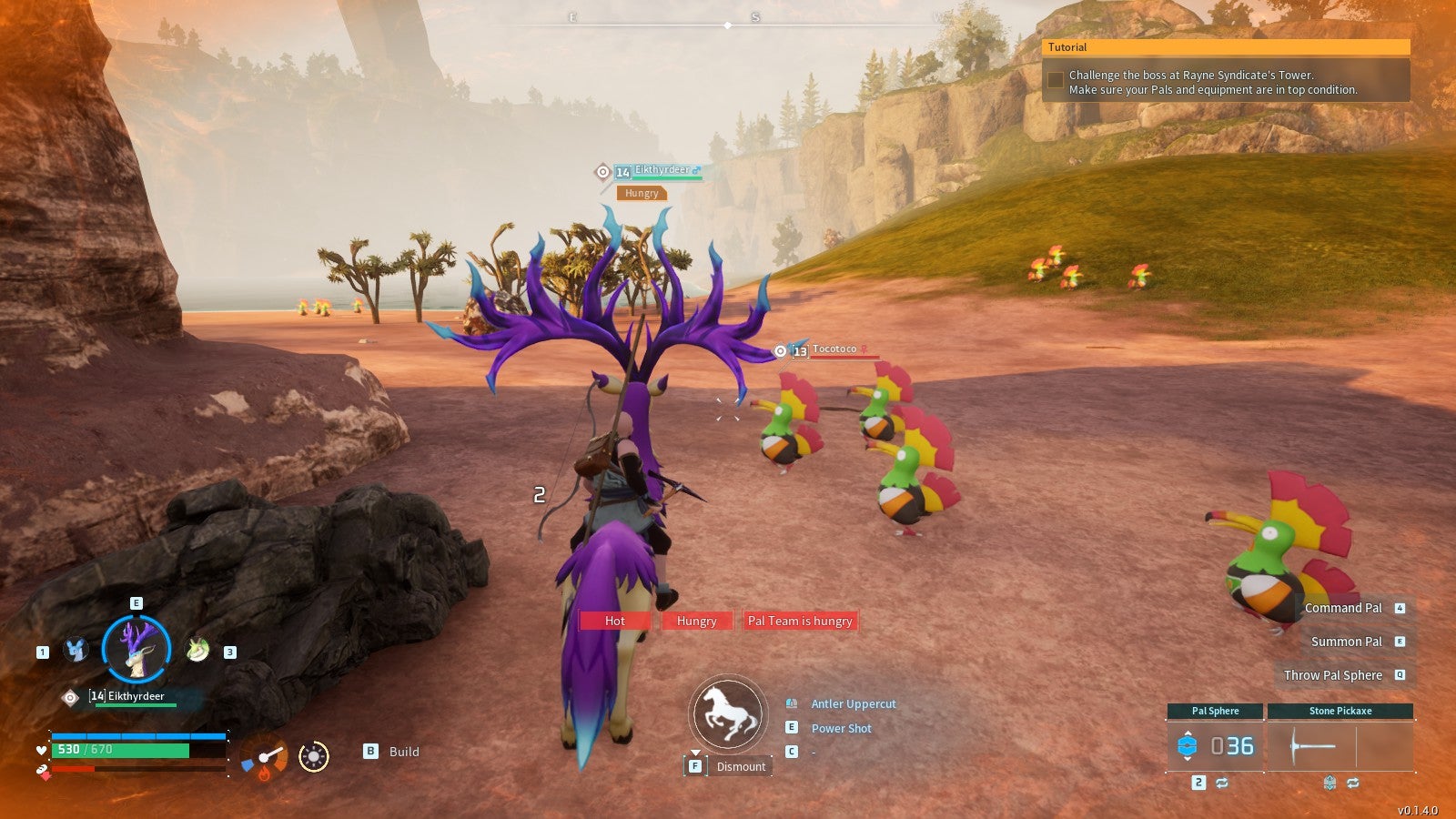 A group of Tocotoco wandering around in the desert in Palworld. - 5