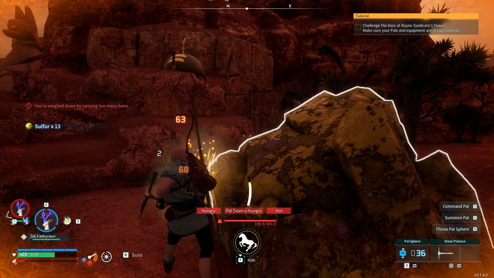 Mining sulfur in the desert in Palworld. - 1