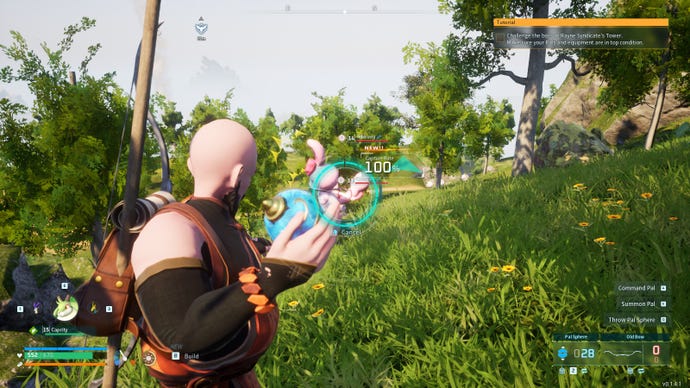 About to catch a Pal in Palworld.