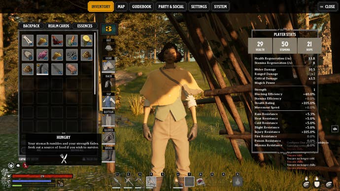 A look at the inventory screen in Nightingale.