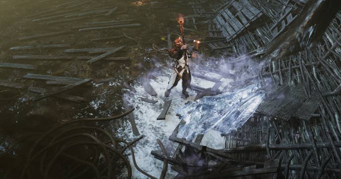 A mage casts Glacier in Last Epoch.