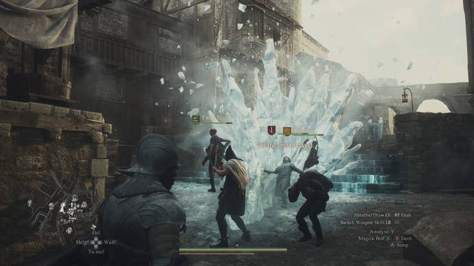 Unleashing a frigid wave of ice via the Frigor skill in Dragon’s Dogma 2.