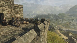 A party looks out over a grand vista in Dragon's Dogma 2.