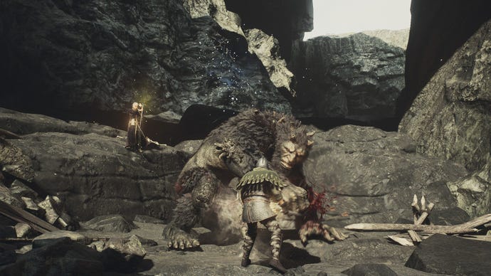 Facing off against an ogre in Dragon's Dogma 2.