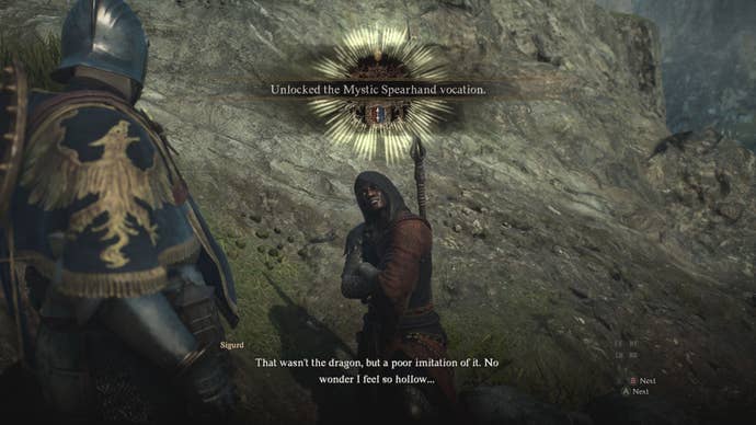 Unlocking the Mystic Spearhand vocation by speaking with Sigurd in Dragon’s Dogma 2.